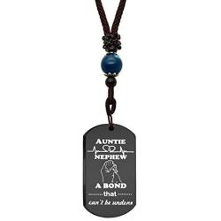 KTENME to Nephew Pendant Necklace Aunt Love Inspirational Dog Tag Neck Lace Christmas Birthday Long Distance Gift