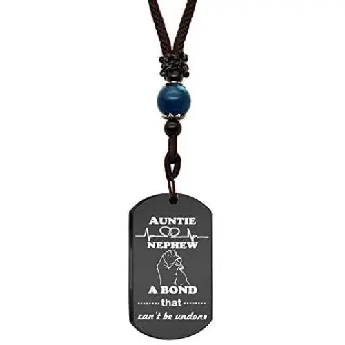 KTENME to Nephew Pendant Necklace Aunt Love Inspirational Dog Tag Neck Lace Christmas Birthday Long Distance Gift