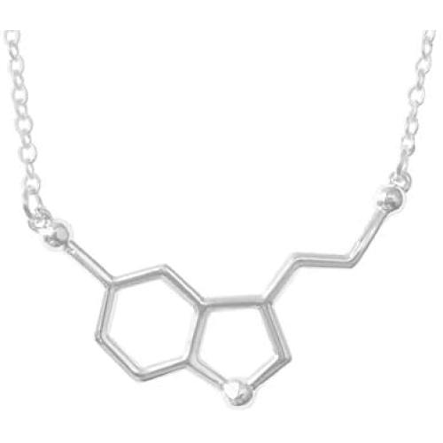 Altitude Boutique Happiness Serotonin Molecule Necklace, Serotonin Neurotransmitter Necklace, Science Jewelry for Science Lovers (Silver, Gold)