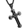 HZMAN Mens Stainless Steel Cross Necklace Cubic Zirconia Inlay Cable Pendant 22 + 2 Inch Chain