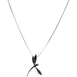Good Luck Gift Women Cubic Zirconia Stainless Steel Dragonfly Pendant Chain Necklace 18 inch Jewelry