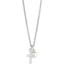 Molly B London First Communion Cross Necklace for Girls - Sterling Silver & Freshwater Pearl Pendant Ideal for Confirmation Gift