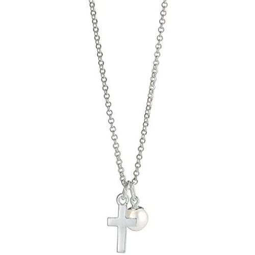 Molly B London First Communion Cross Necklace for Girls - Sterling Silver & Freshwater Pearl Pendant Ideal for Confirmation Gift