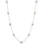 10K Yellow Gold Freshwater Pearl & Natural Aquamarine Station Necklace, 18''