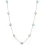 10K Yellow Gold Freshwater Pearl & Natural Aquamarine Station Necklace, 18'' 10K Yellow Gold Freshwater Pearl & Natural Aquamarine Station Necklace, 18''