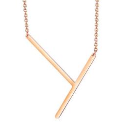 Finrezio Stainless Steel Large Initial Necklace Rose Gold Plated Big Letter Pendant Necklace for Women Mother from Alphabet 26 A-Z