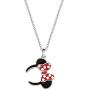 Disney Minnie Mouse Silver Plated Necklace, Minnie Ears and Red Polka Dot Bow Ribbon Pendant, 18”, Lobster Claw Closure, Official License
