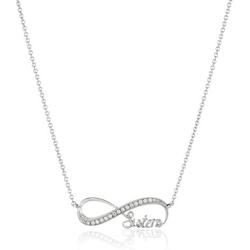 Sterling Silver Cubic Zirconia Infinity ''Faith, Hope, Love, Family, Mom, Sisters, Friends'' Pendant Necklace, 18''