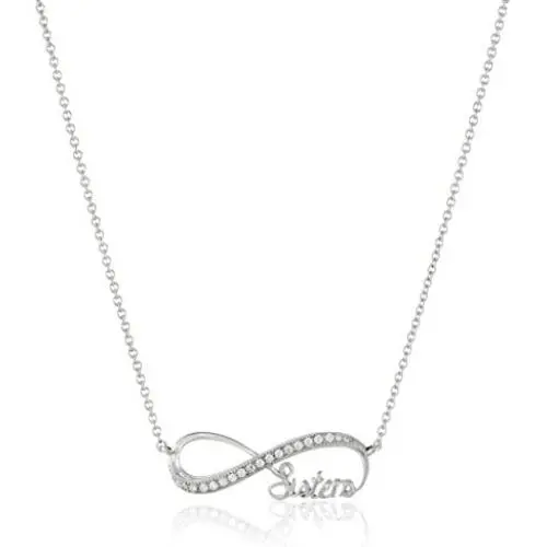 Sterling Silver Cubic Zirconia Infinity ''Faith, Hope, Love, Family, Mom, Sisters, Friends'' Pendant Necklace, 18'' Sterling Silver Cubic Zirconia Infinity ''Faith, Hope, Love, Family, Mom, Sisters, Friends'' Pendant Necklace, 18''