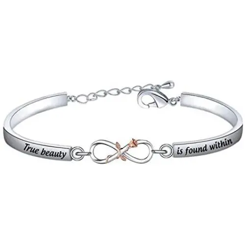 AKTAP True Beauty is Found Within Infinity Rose Bracelet The Beauty and The Beast Inspired Red Flower Princess Gifts for Her AKTAP True Beauty is Found Within Infinity Rose Bracelet The Beauty and The Beast Inspired Red Flower Princess Gifts for Her