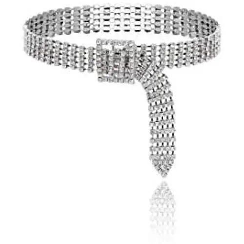 Salircon Sparkle Rhinestones Crystal Collar Choker Necklace for Women Girl Belt Shape Band Party Club Festival Jewelry Salircon Sparkle Rhinestones Crystal Collar Choker Necklace for Women Girl Belt Shape Band Party Club Festival Jewelry