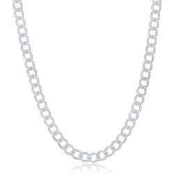 NYC Sterling Mens 5mm Solid Sterling Silver .925 Curb Link Chain Necklace, Made in Italy