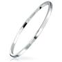 Personalized Engravable Plain Solid Flat Round Stackable Smooth Polished Bangle Bracelet For Women 925 Sterling Silver