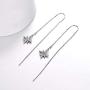 AOBOCO Sterling Silver Polaris Snowflake Thread Earrings, Crystal from Austria, Hypoallergenic North Star Dangle Drop Earrings, Fine Jewelry Gifts for Women