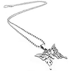 Stainless steel hollow butterfly pendant necklace with 23'' ball chain pure love couple best friend jewelry gift (No fade)