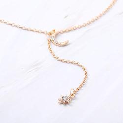 Jakawin Moon Pendant Necklace Jewelry Chain with Crystals for Women and Men NK015