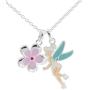 Disney Tinkerbell Jewelry for Women, Silver-Plated and Enamel Necklace, 18” Chain