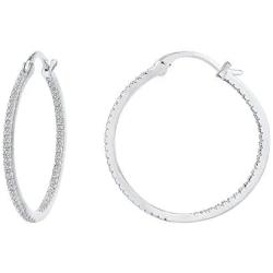 PAVOI 14K Gold Plated 925 Sterling Silver Post Cubic Zirconia Hoop Earrings 30/15mm