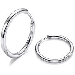 316L Surgical Steel Hoop Earrings, 6mm 8mm 10mm Huggie Hoop Earrings Men Hypoallergenic, Small Sleeper Mens Hoop Earrings Cartilage Earrings for Women 20G 18G