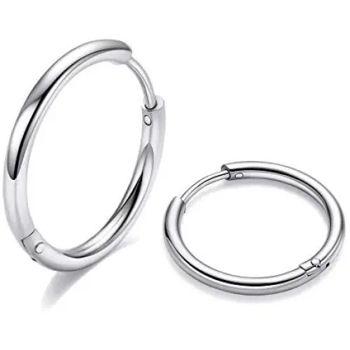 316L Surgical Steel Hoop Earrings, 6mm 8mm 10mm Huggie Hoop Earrings Men Hypoallergenic, Small Sleeper Mens Hoop Earrings Cartilage Earrings for Women 20G 18G 316L Surgical Steel Hoop Earrings, 6mm 8mm 10mm Huggie Hoop Earrings Men Hypoallergenic, Small Sleeper Mens Hoop Earrings Cartilage Earrings for Women 20G 18G