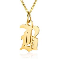 Letter Necklaces for Women Personalized Necklaces 18K Gold Plated Initial Pendant Old English Name Necklaces A-Z Bridesmaid Gift for Girls