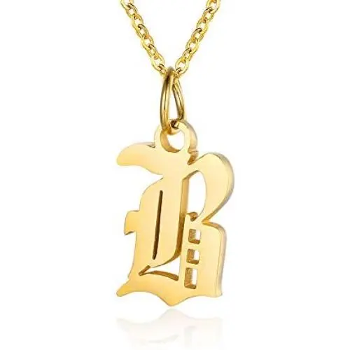 Letter Necklaces for Women Personalized Necklaces 18K Gold Plated Initial Pendant Old English Name Necklaces A-Z Bridesmaid Gift for Girls