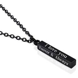 Matching Necklaces for Couples I Love You Stainless Steel Aesthetic Charms Goth Engraved Always I Love You Forever Couple Necklace Jewelry Or Boyfriend and Girlfriend Him and Her