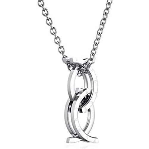 INRENG Unisex Stainless Steel Rings Pendant Necklace Kissing Fish Design Creative Jewelry Free Link Chain