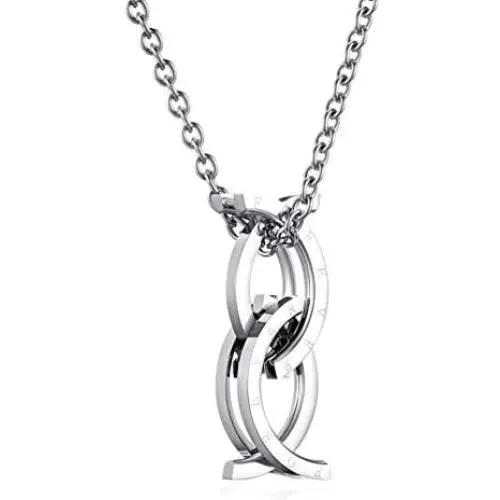 INRENG Unisex Stainless Steel Rings Pendant Necklace Kissing Fish Design Creative Jewelry Free Link Chain