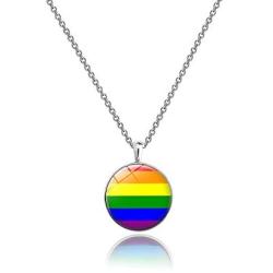 Gzrlyf Gay Pride Necklace Rainbow Pendant Necklace Gay Lesbian LGBT Pride Jewelry