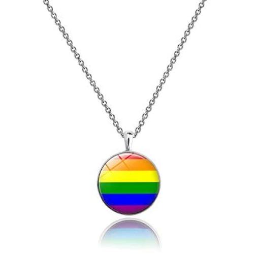 Gzrlyf Gay Pride Necklace Rainbow Pendant Necklace Gay Lesbian LGBT Pride Jewelry