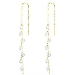 SLUYNZ 925 Sterling Silver Sparkling CZ Droplet Dangle Earrings for Women Teen Girls Elegant Long Threader Earrings