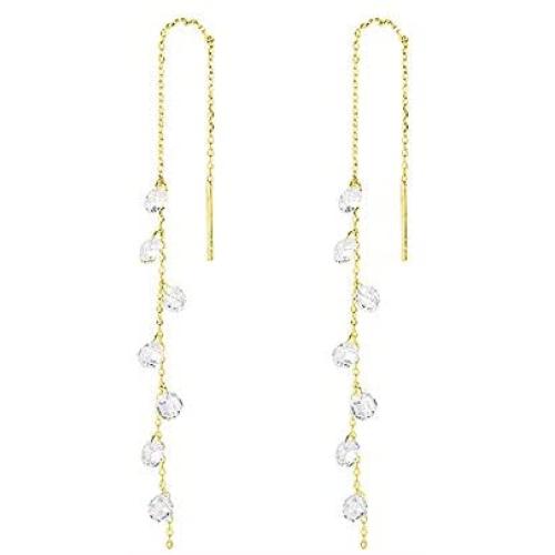 SLUYNZ 925 Sterling Silver Sparkling CZ Droplet Dangle Earrings for Women Teen Girls Elegant Long Threader Earrings