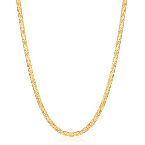 Womens Chain Necklace, Mens Gold Chain Necklace | Barzel 18K Gold Plated Flat Mariner / Marina 3MM, 3.5MM, 4.5MM, 5MM, 6MM, 8MM Chain Necklace