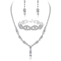 JOERICA Rhinestone Bridesmaid Set for Women Bridal Jewelry Sets Necklace Bracelet Earrings Set Gifts Fit with Wedding Dress