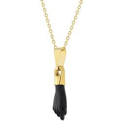 In Season Jewelry 14k Gold Plated Black Figa Hand Evil Eye Protection Amulet Pendant Necklace 19''