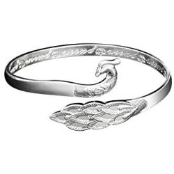 KLKL 925 Sterling Silver Bracelet，The for Your Best Friend or Sister, Peacock Bracelet, Cuff Jewelry