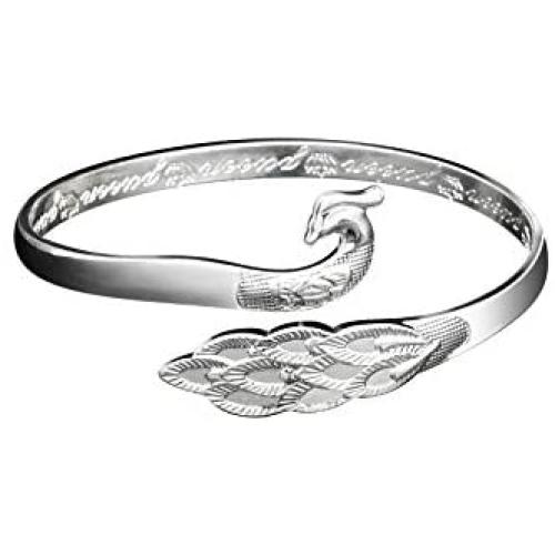 KLKL 925 Sterling Silver Bracelet，The for Your Best Friend or Sister, Peacock Bracelet, Cuff Jewelry
