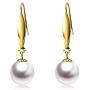 18k Gold Earrings for Women, Cultured Freshwater Pearl Dangle Fine Jewelry Earring, 8 mm