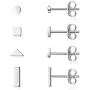 Sterling Silver Stud Earrings for Women Men- 4 Pairs of Hypoallergenic Simple Geometric Small Stud Earring Set Tiny Circle Triangle Square Bar Stud Earrings Mini Cartilage Tragus Earrings