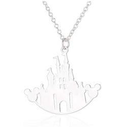 Mickey Mouse/Beauty Beast/Castle Necklace for Women/Teenagers - Silver/Gold/Rose Gold Trendy Plated Character Pendant Necklace Jewelry - Mall of Style