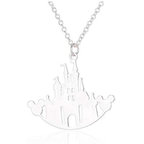 Mickey Mouse/Beauty Beast/Castle Necklace for Women/Teenagers - Silver/Gold/Rose Gold Trendy Plated Character Pendant Necklace Jewelry - Mall of Style