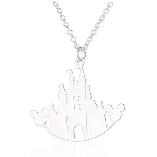 Mickey Mouse/Beauty Beast/Castle Necklace for Women/Teenagers - Silver/Gold/Rose Gold Trendy Plated Character Pendant Necklace Jewelry - Mall of Style