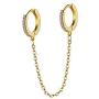 CHESKY 14K Gold Plated Zirconia Handcuff Hoop Earrings Double Piercing Earrings Dangle Chain Huggie Hoop Earrings for Men Women 1PC