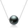 Tahitian Black Pearl Necklace Genuine Floating Pearl Necklace Single Pearl Pendant with Silver Chain Jewelry Gifts for Women Girls Valentines Day Mothers Day - 9-10mm/10-11mm