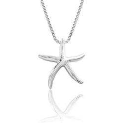 Honolulu Jewelry Company Sterling Silver High Polished Starfish Necklace Pendant with 18'' Box Chain