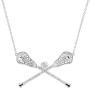 Crystaluxe Lacrosse Sticks Necklace with Swarovski Crystals in Sterling Silver, 16'' + 2'' Extender