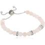 14K Rose Gold- or Sterling Silver-Plated Semi-Precious Gemstone and Rose Quartz Beaded Bolo Adjustable 9'' Bracelet - Choice of Gem Color & Sentiment