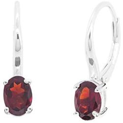 Sterling Silver Oval Cut Genuine Natural Gemstone Leverback Drop Earrings