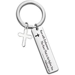 SIDIMELO Religious Jewelry Bible Verse Keychain Run with Endurance The Race That is Set Before You Hebrews 12:1 Scripture Keychain Runner Gift